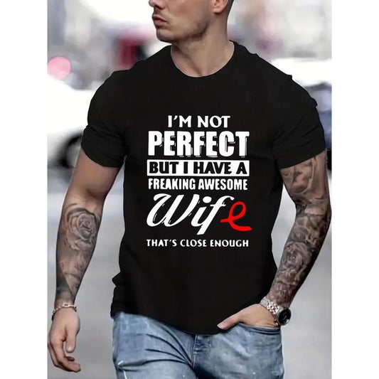 Letter printed T-shirt men's casual style summer and autumn slightly elastic round neck T-shirt Made in USAstyle{n002}2