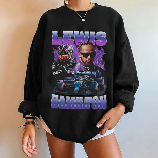 Lewis Hamilton Sweatshirt - Formula 1 Racing Team Mercedes 90s Vintage Style Rap Tee, Gifts for Him and Her, Unisex