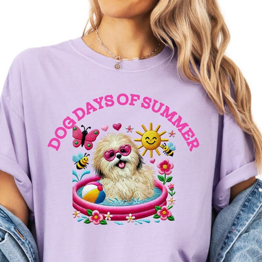 Lhasa Apso Dog Days of Summer Shirt ~ Unisex Apparel Relaxed Fit Printed In The USA Clothing Womenswear Casual Comfort Cotton Top Athletic Boho Chic