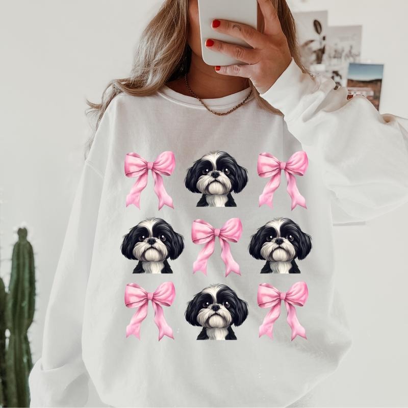 Lhasa Aspo with bows Sweatshirt ~ Sweatshirt Unisex Apparel Relaxed Fit Printed in the USA Clothing Womenswear Casual and Comfortable