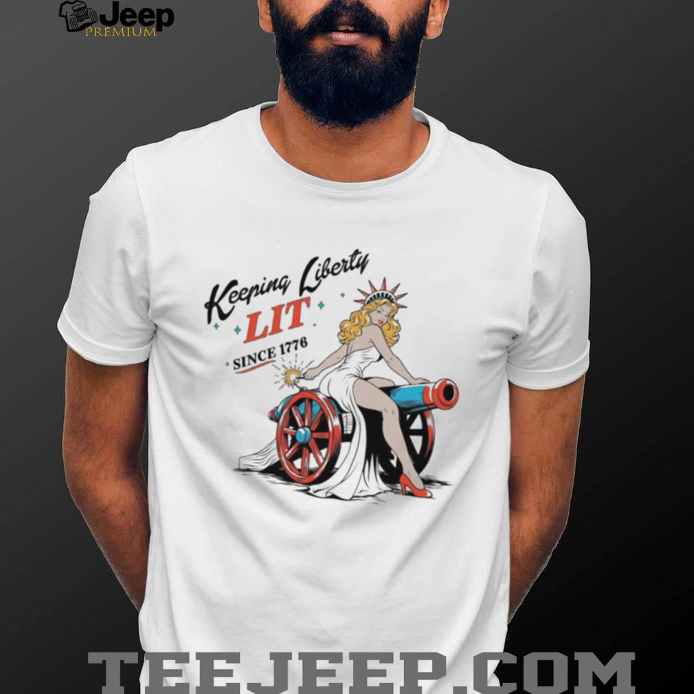 Liberty Lit Since 1776 Fourth Of July Patriotic Holiday Retro Vintage Men Women Fans T Shirt