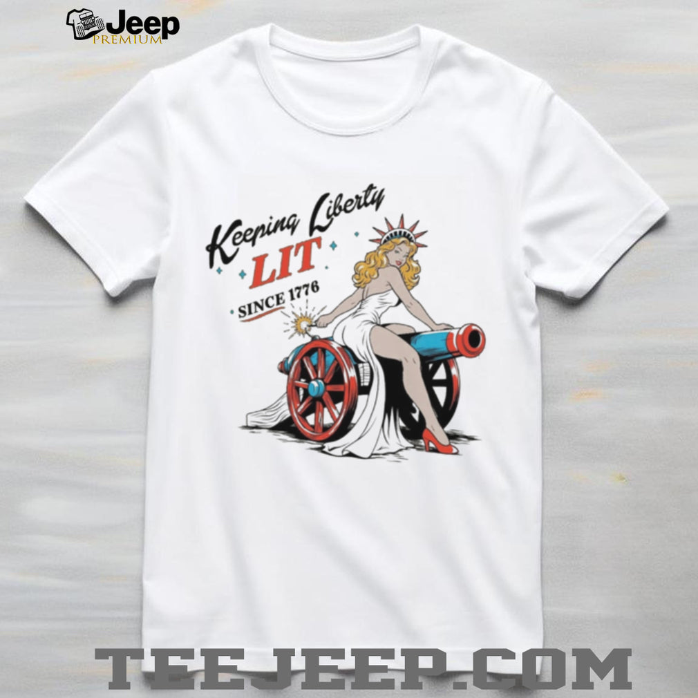 Liberty Lit Since 1776 Fourth Of July Patriotic Holiday Retro Vintage Men Women Fans T Shirt