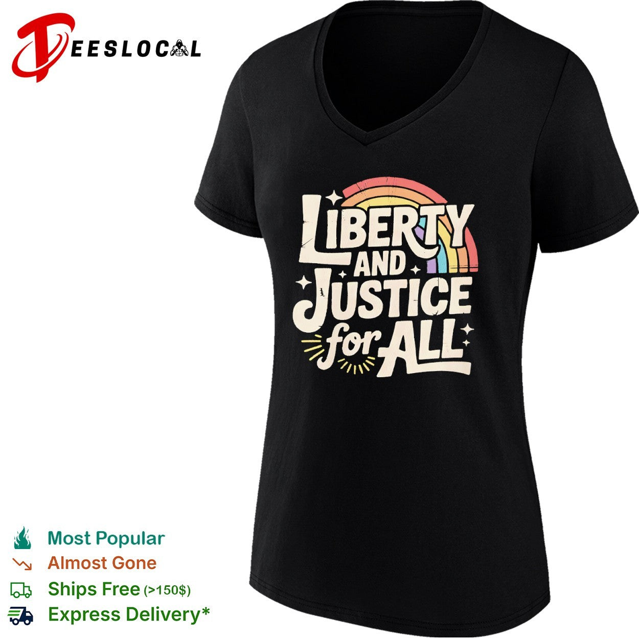 Liberty and Justice for All with Rainbow shirt