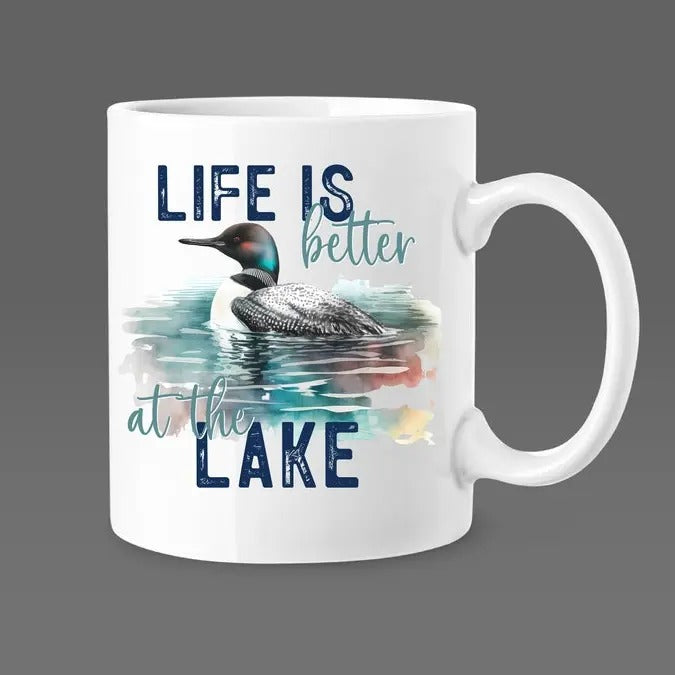 Life Is Better At The Lake - Ceramic Mug 11oz - vacation cottage - wildlife - mallard duck mug