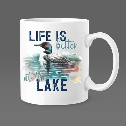 Life Is Better At The Lake - Ceramic Mug 11oz - vacation cottage - wildlife - mallard duck mug