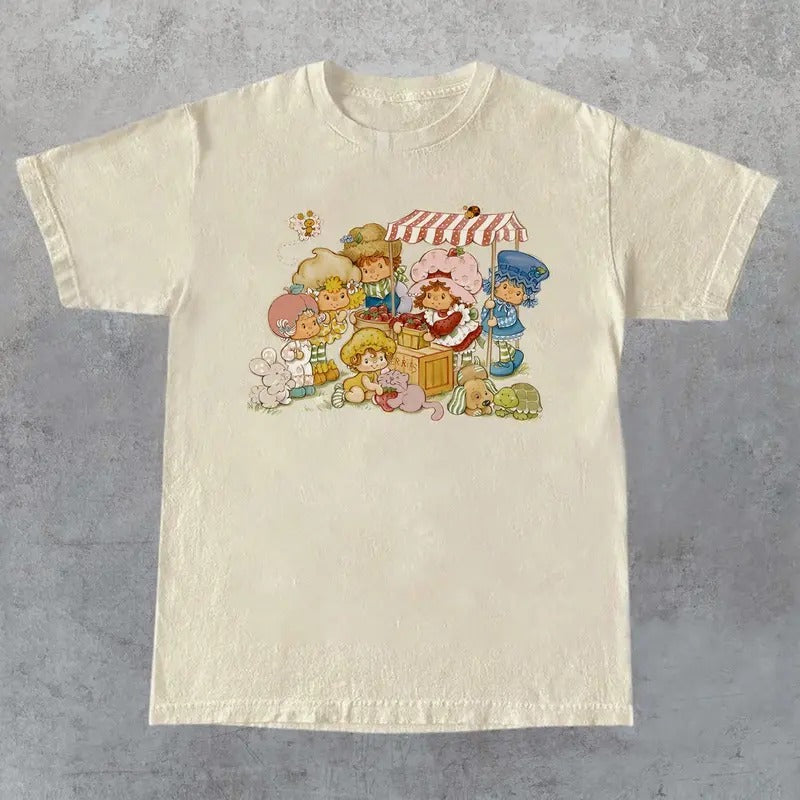 Life Is Delicious Shirt, Vintage Strawberry Shirt, Strawberry Shortcake Graphic Tee, Retro Cartoon Tshirt, Y2K Shirt Comfort Cotton