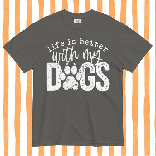 Life is Better with my Dogs Shirt - Comfort Colors Shirt Unisex Casual Cotton T-shirt, Comfortable Halloween Apparel for Women