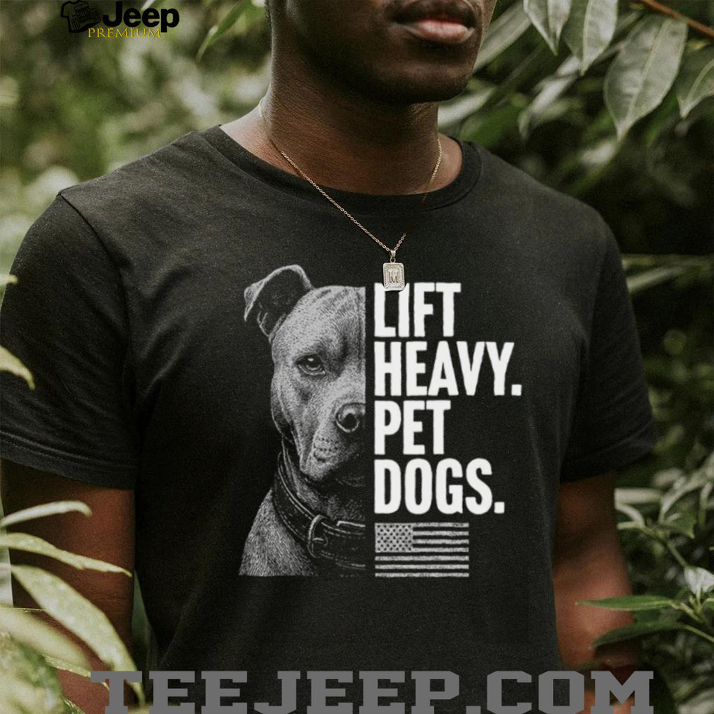 Lift Heavy Pet Dogs American Flag Pitbull Gym Enthusiast T Shirt