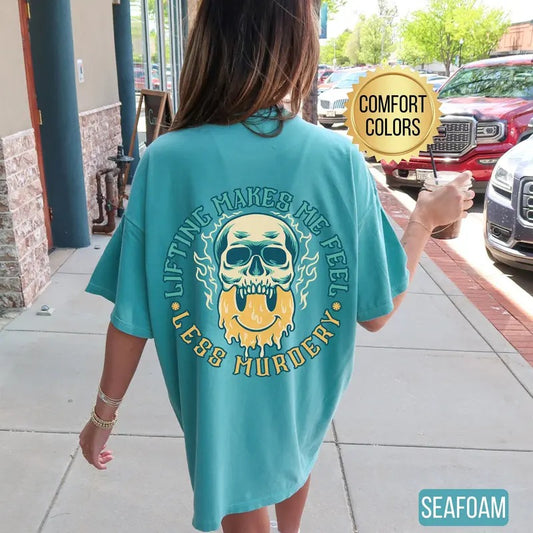 Lifting Makes Me Feel Less Murdery Shirt Comfort Colors Gym Pump Cover Gym Rat Gift Funny Gym Shirt Weightlifting Shirt Gym Lover Gift Cotton Sleeve