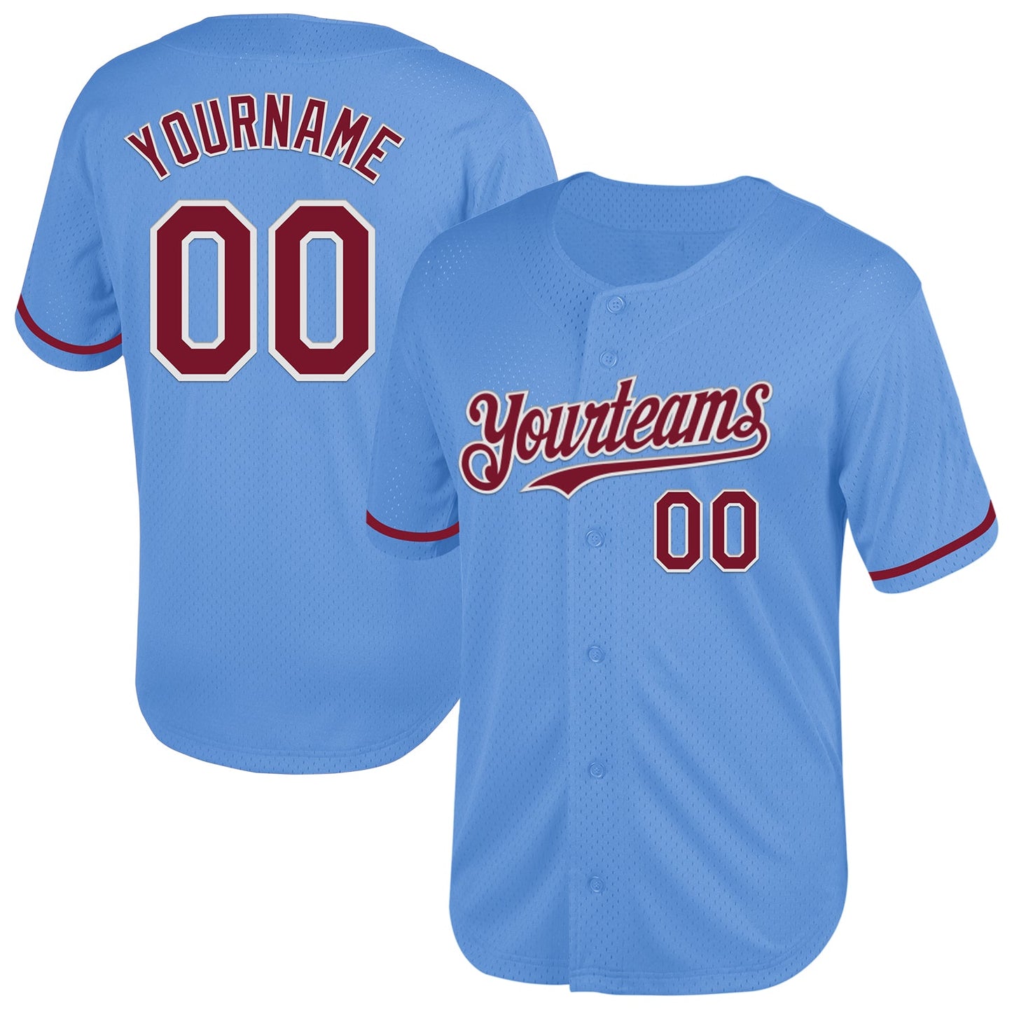Custom Light Blue Crimson-White Mesh Authentic Throwback Baseball Jersey T-Shirts, Hoodie, Sweatshirt (Image 1)