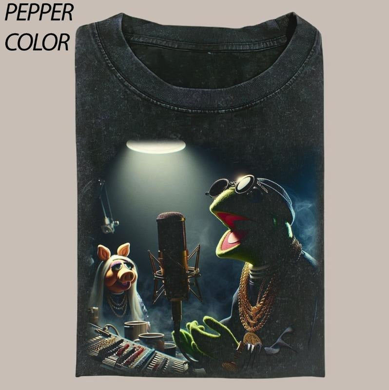 Lil Kermit Funny Graphic Tees - Vintage Short Sleeve T-Shirt for Women - 100% Cotton - All Seasons - Menswear, Top