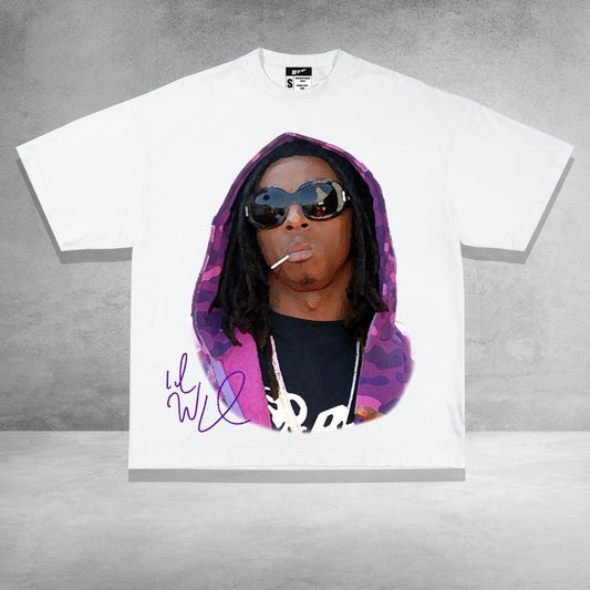 Lil Weezy Purple Rap Tee Big Face Streetwear Summer Casual Top Womenswear Hoodie, Sweatshirt | WearSparks.com