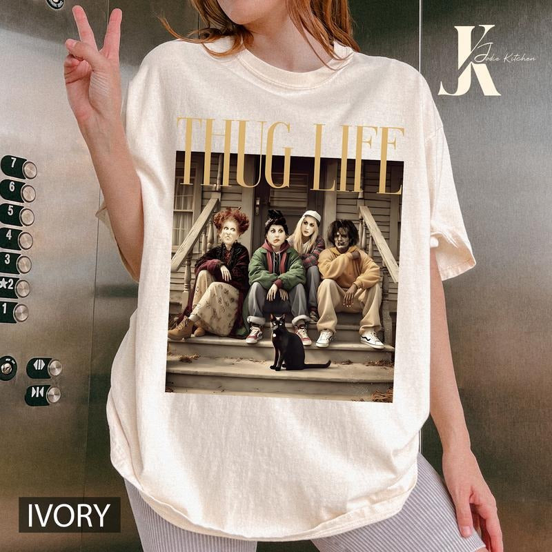 Limited The Golden Girls Thug Life Haloween T-Shirt , Hocus Pocus Halloween Shirt, Sanderson Sisters Shirt, Retro Witches Movie Tee, Gift For Woman and Man Unisex Graphic Tee Fans Gift