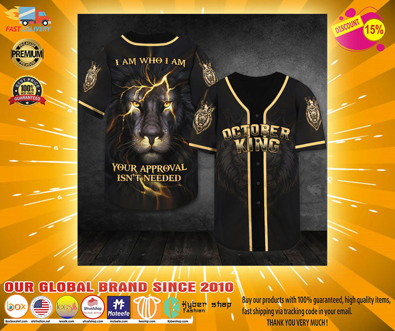 Lion October king I am who I am baseball shirt