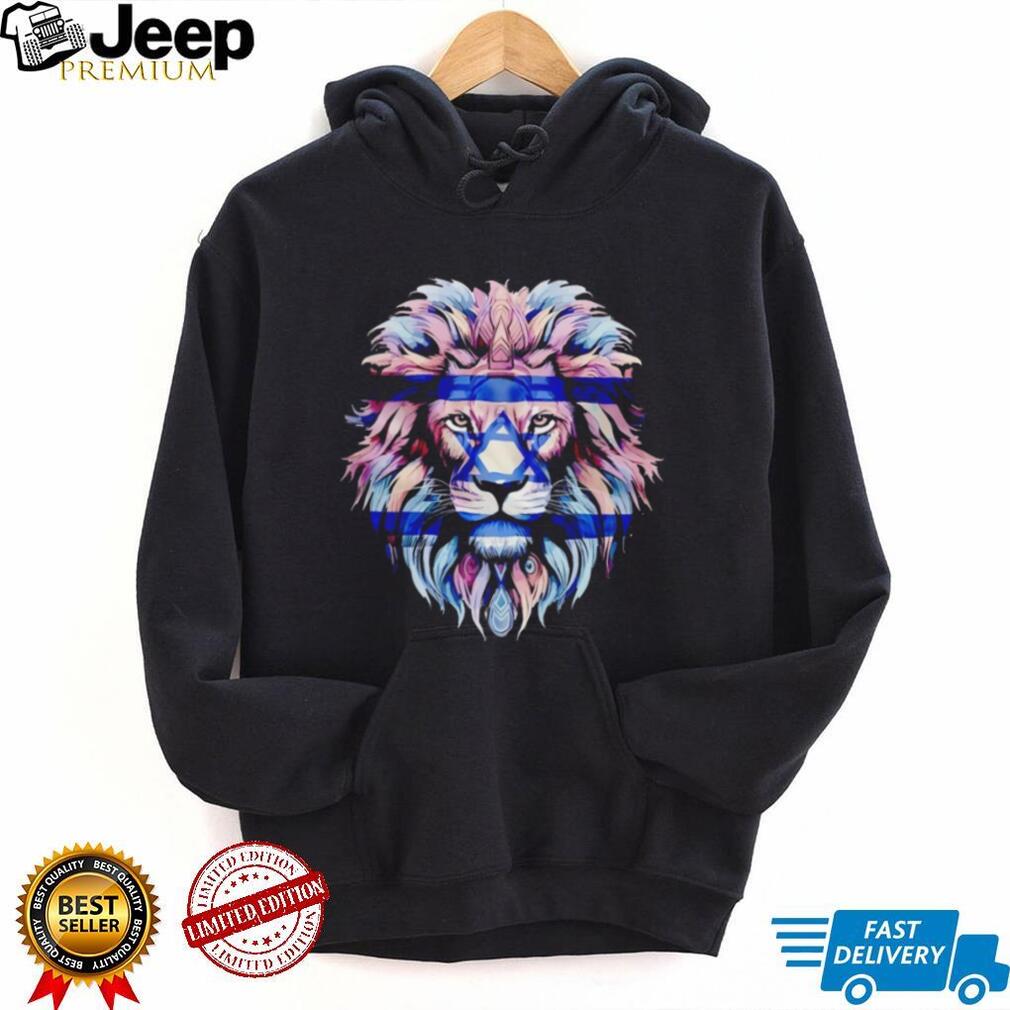 Lion of Judah Israel Flag Star of David Majestic Colorful Graphic T Shirt
