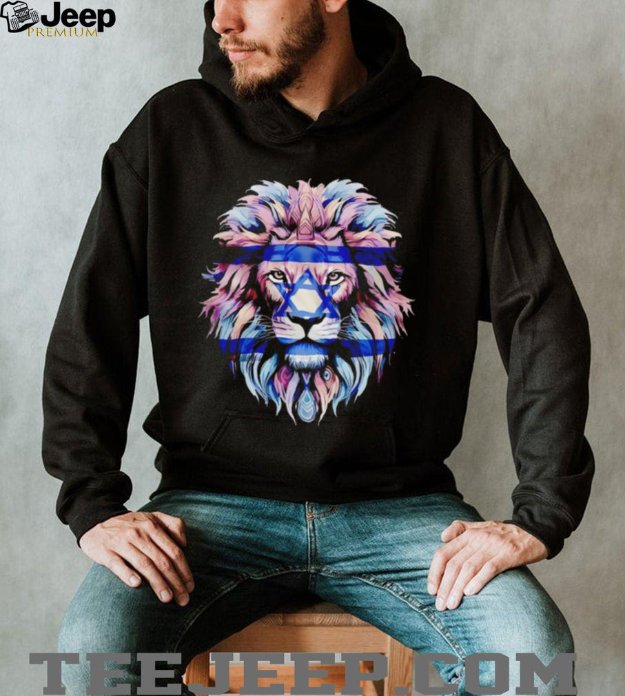 Lion of Judah Israel Flag Star of David Majestic Colorful Graphic T Shirt