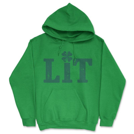 Lit Shamrock Unisex Hoodie Funny Day Drinking Saint Pattys Day Partying Joke Hooded Sweatshirt Funny Hoodies Saint Patrick's Day Hoodie Funny Drinking Pullover Novelty Sweatshirt Green -