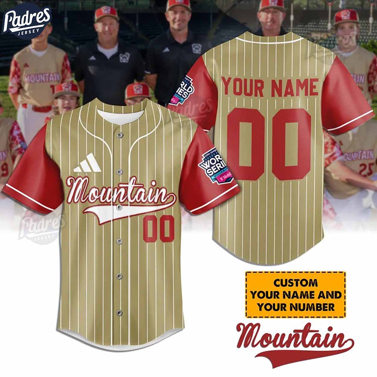 Little League Mountain Team Baseball Jersey - Padres Jersey Oasis: Elevate Your Baseball Style Game T-Shirts,... (Image 1)