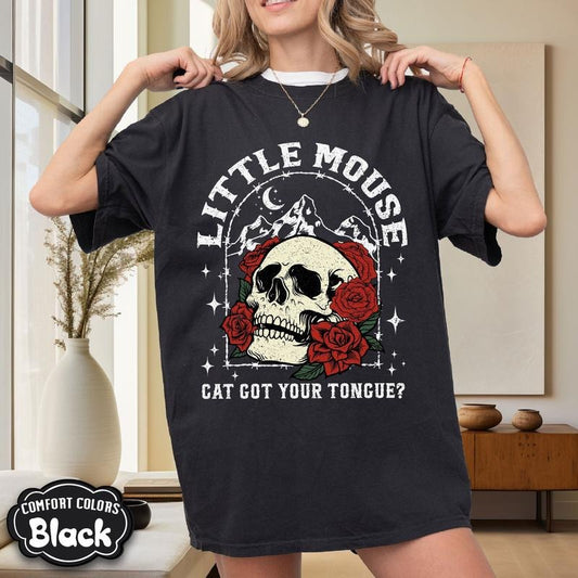 Little Mouse Cat Got Your Tongue Comfort Colors T-Shirt, Haunting Adeline Shirt, Dark Romance, Smut Reader, Book Lover Womenswear Crewneck Soft Short Sleeves Graphic Fabric Tee
