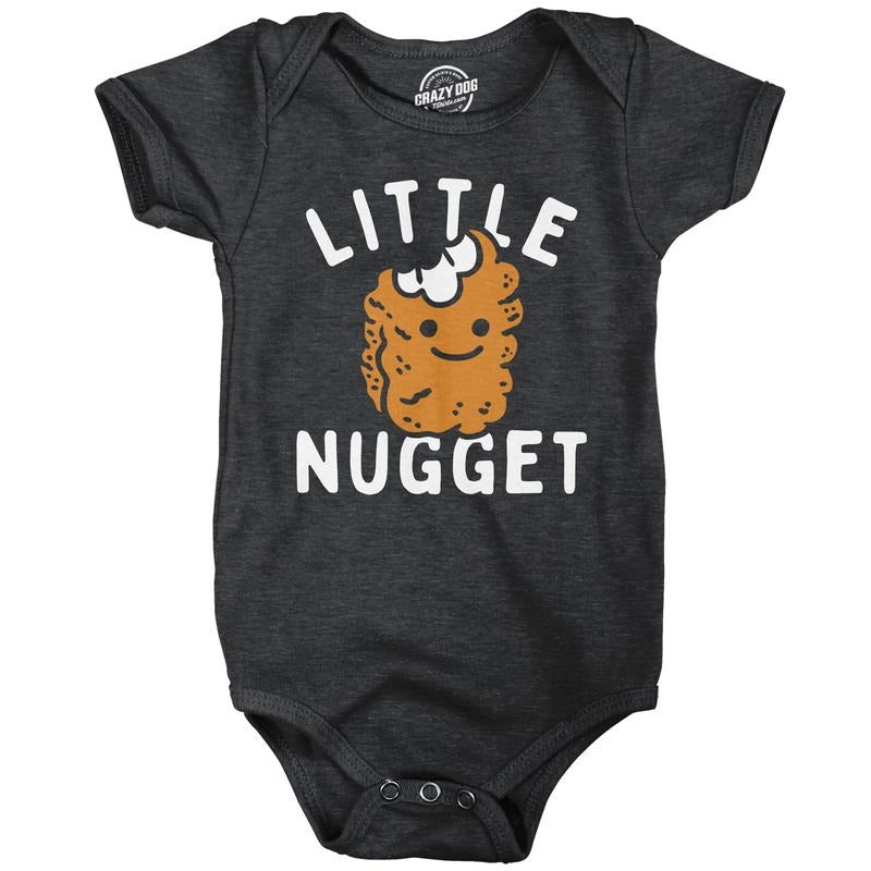 Little Nugget Baby Bodysuit Funny Sarcastic Chicken Nuggets Graphic Novelty Jumper For Infants Funny Baby Onesies Sarcastic Onesie for Baby Funny Food Onesie Novelty Onesie Black -