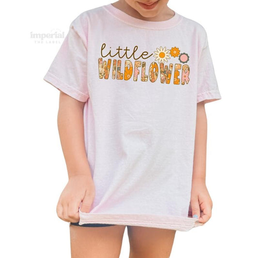 Little Wildflower Youth Sweatshirt and Kid's Comfort Colors T-Shirt, Boho Girl Crewneck, Soft Floral Pullover, Cute Kids Apparel, Cozy Youth Sweatshirt, Nature-Inspired Kids Shirt