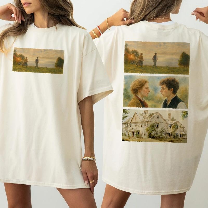 Little Women Painting T-Shirt, Jo March and Laurie Stories Baby Tee, Feminism, Book Lover Gift, Gift For Reader, Bookish...