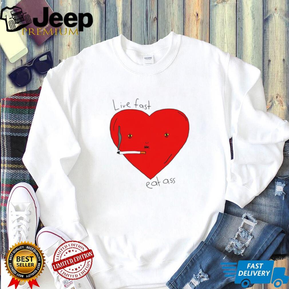 Live Fast Eat Ass Heart Graphic T Shirt Edgy Y2K Aesthetic T Shirt