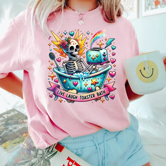 Live Laugh Toaster Bath Shirt, Sarcastic Shirt, Dark Humor Tee, Trendy Aesthetic T Shirt, Toaster Bath Sweatshirt, Gag T Shirt, Funny Shirt, Unisex T-Shirt, Gifts For Fan, Short Sleeve Tee Shirt, Gifts For Birthday Fathers Day