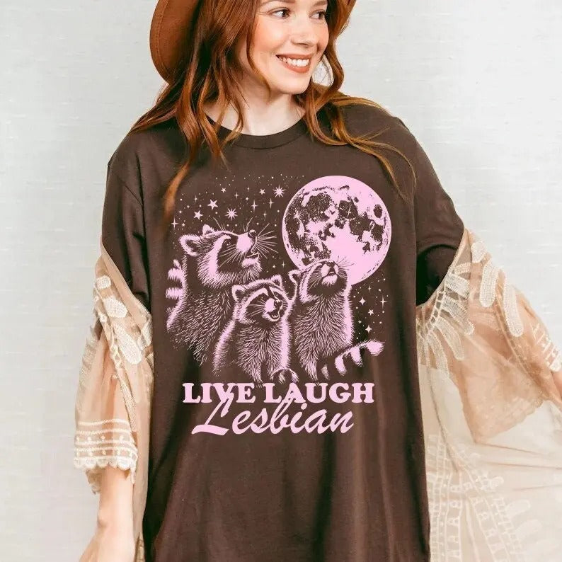 Live laugh lesbian | funny lesbian shirt | retro lesbian shirt | wlw t shirts | sapphic shirt | queer owned shops | femme butch | dyke