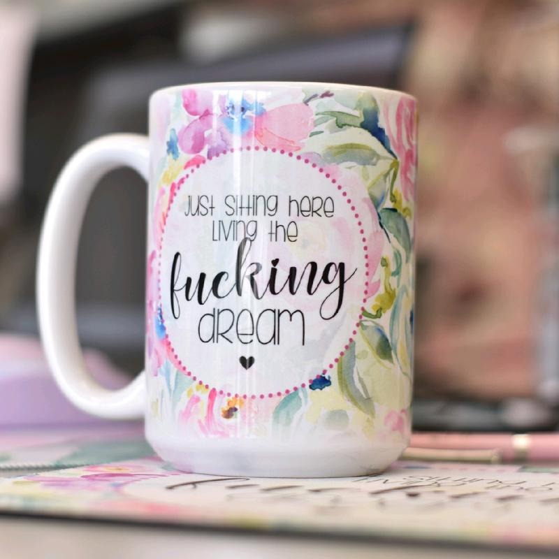 Living The Dream 15 Oz Ceramic Mug - GIft For Coworker