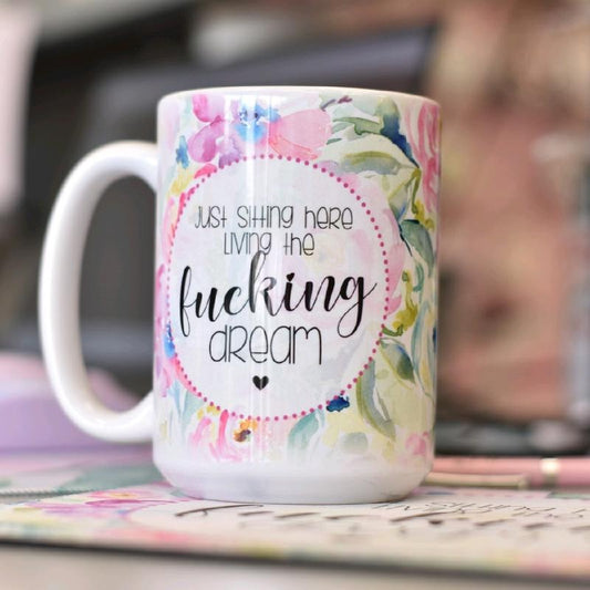 Living The Dream 15 Oz Ceramic Mug - GIft For Coworker