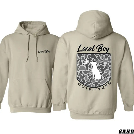 Local Boy Outfitters Hoodie - Classic Camouflage Design Featuring a Dog and Moon Graphic, Perfect for Outdoor Enthusiasts and Casual Wear, Unisex Hoodie for Everyday Comfort and Adventure Menswear Sweaters