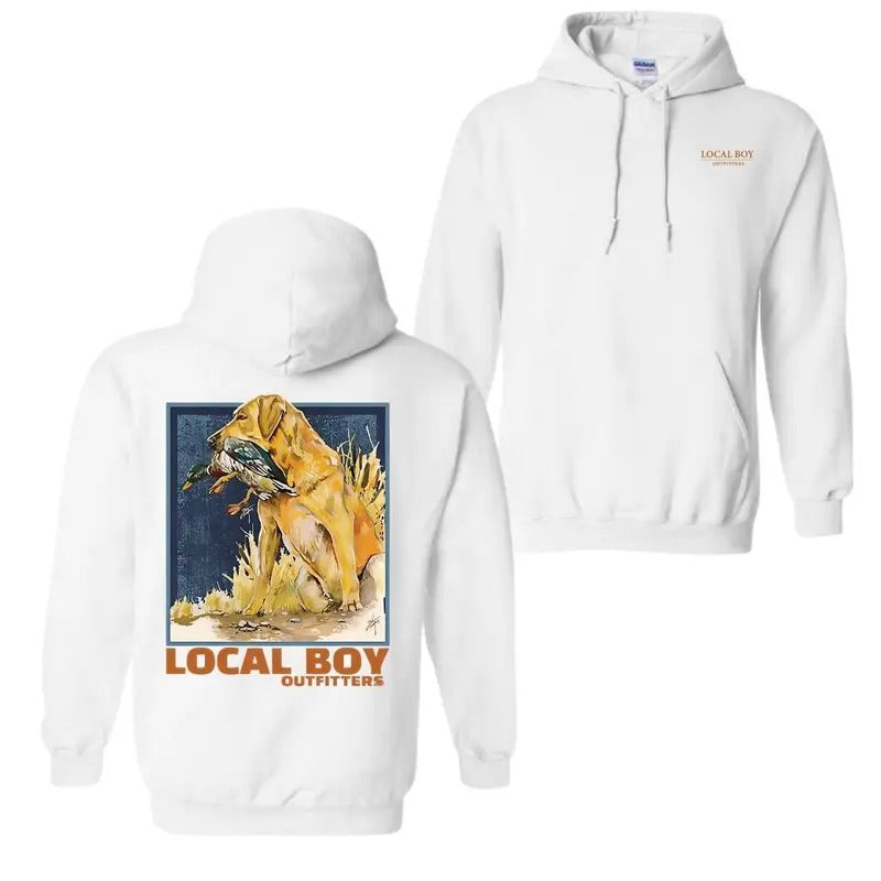 Local Boy Outfitters Hoodie Dog Graphic, Perfect for  Outdoor Lifestyle Fans, Hoodie Trendy