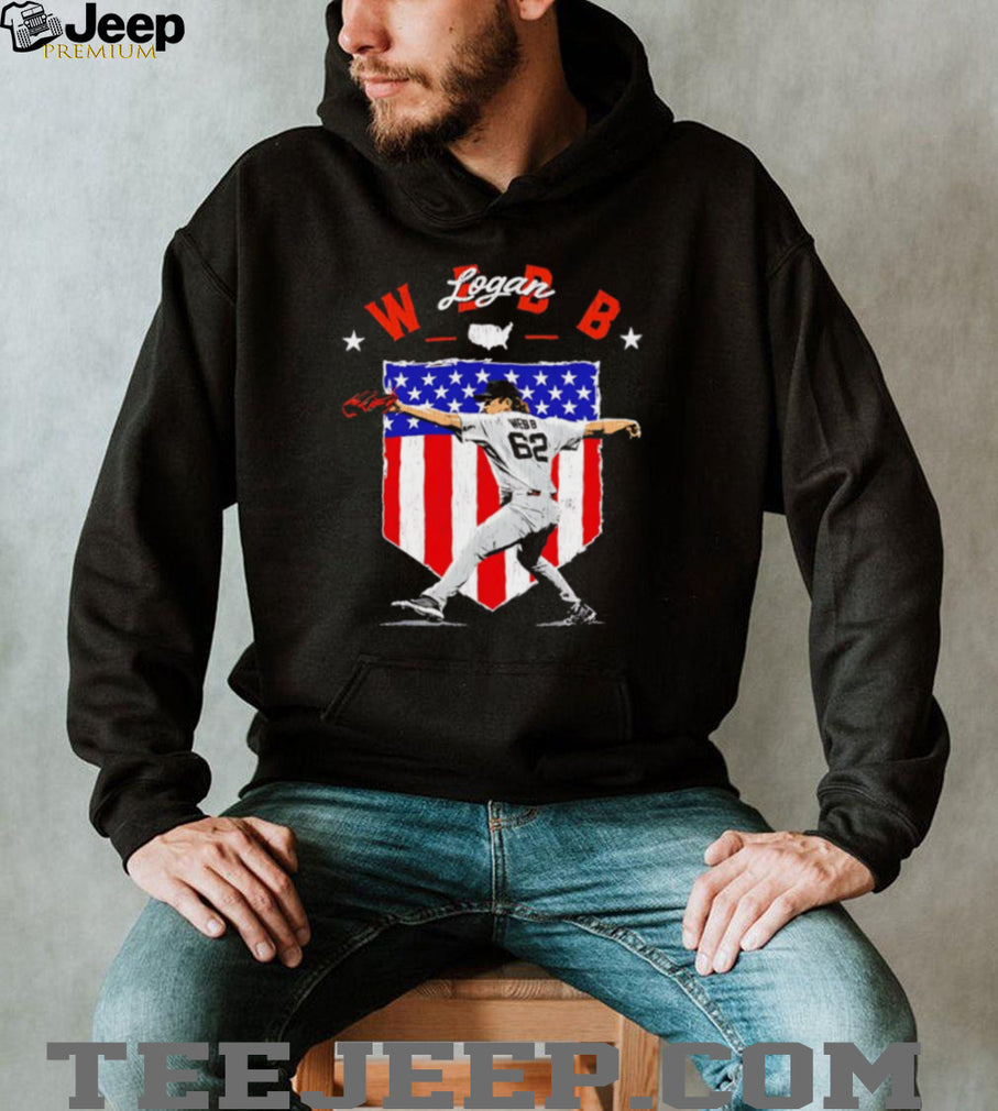 Logan Webb USA Baseball American Flag Shield T Shirt