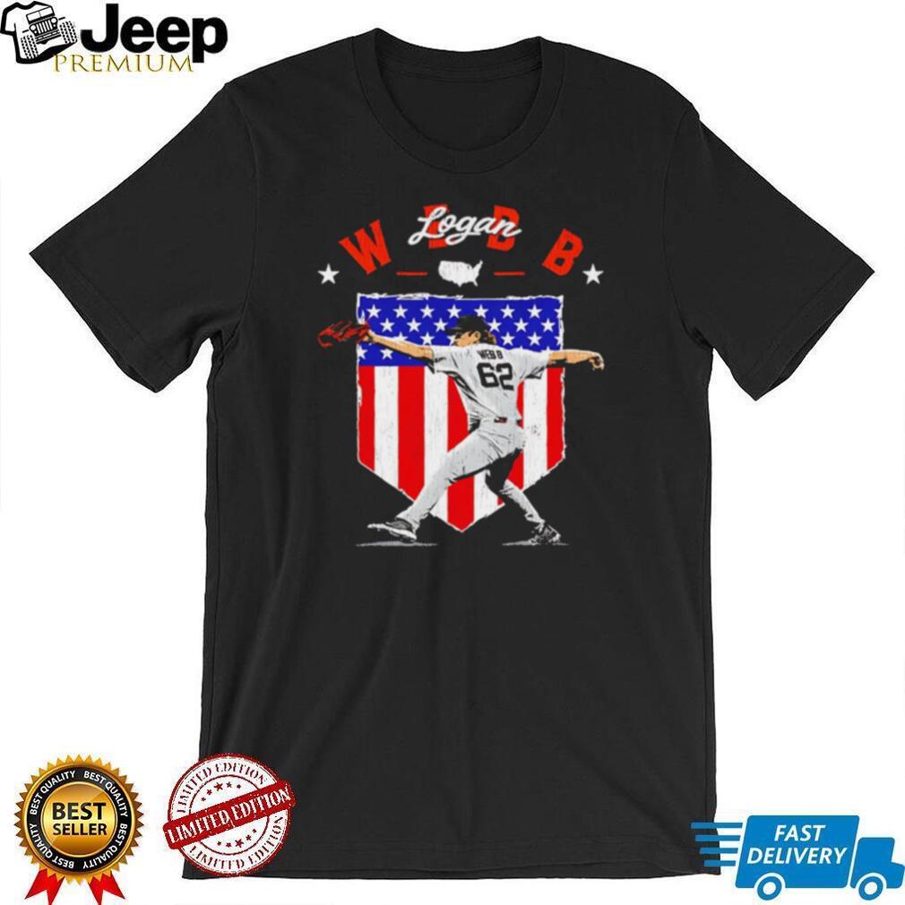 Logan Webb USA Baseball American Flag Shield T Shirt