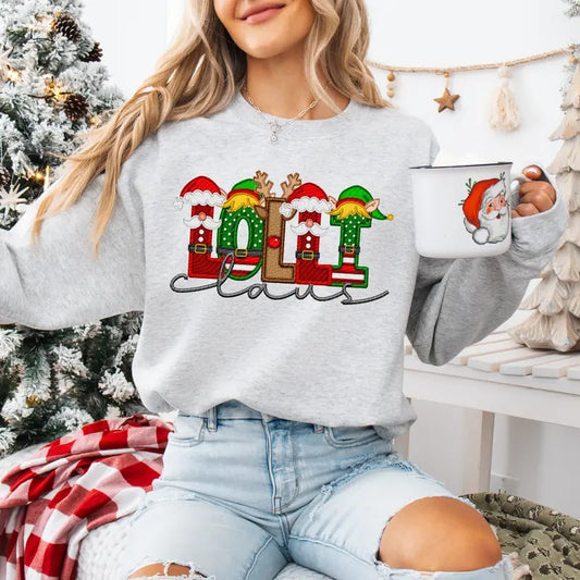 Lolli Claus Faux Embroidery Sweatshirt T-Shirts, Hoodie | WearSparks.com