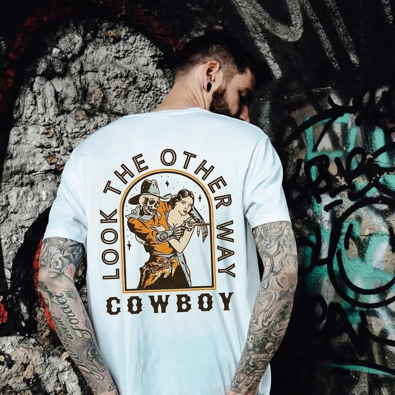 Look The Other Way Cowboy Printed Men's T-shirt - Naughty Clothes Menstyle{n002}2