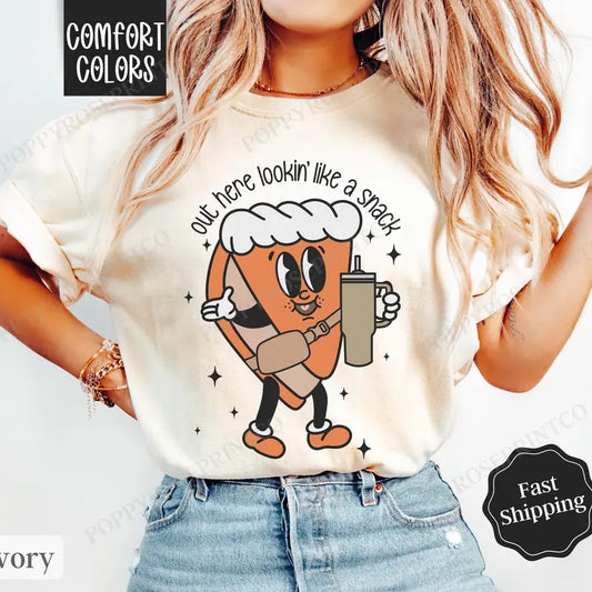 Looking Like A Snack Shirt Comfort Colors, Funny Thanksgiving TShirt, Pumpkin Pie Shirt, Fall Womenswear Oversized Crewneck