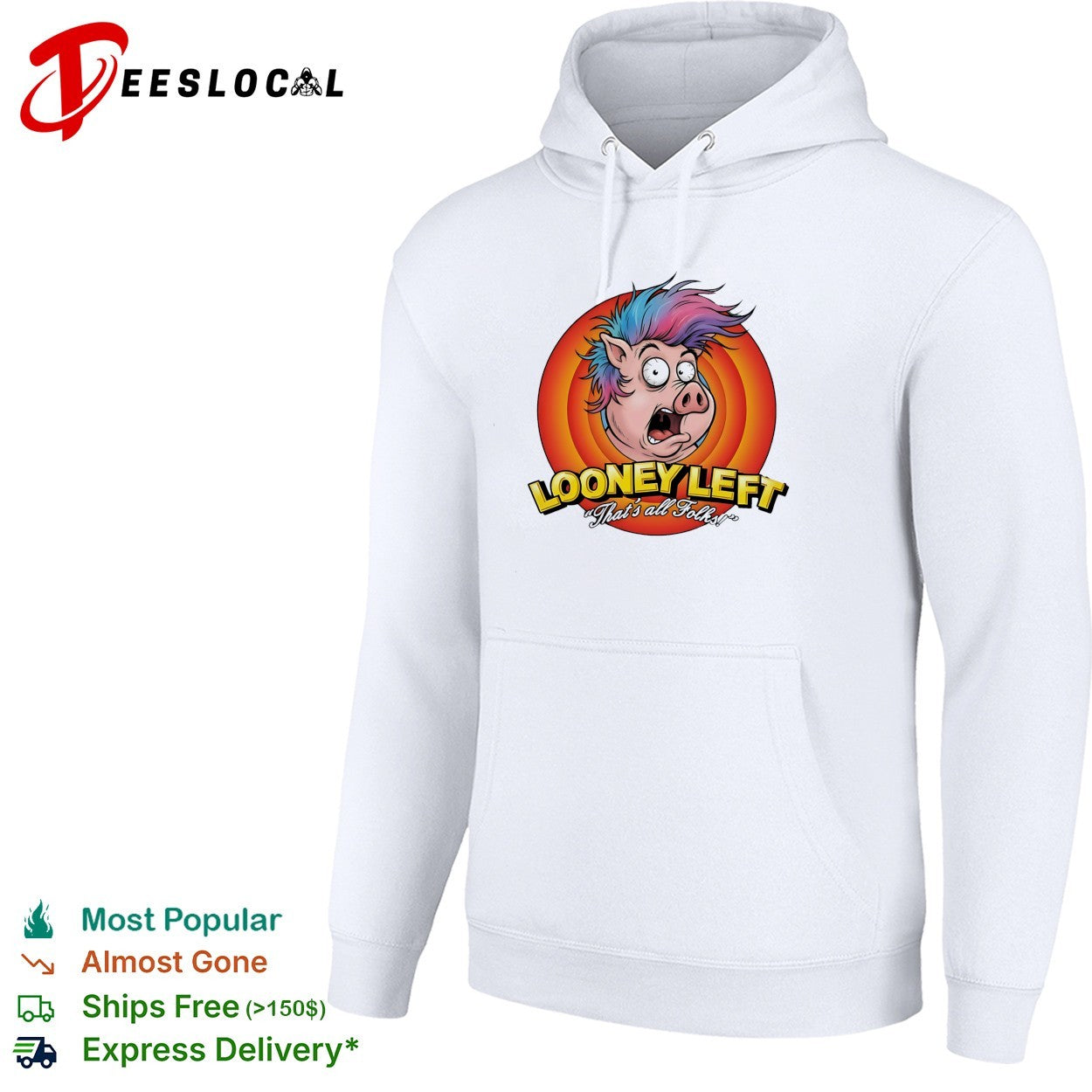 Looney Left that’s all folks shocked pig cartoon shirt