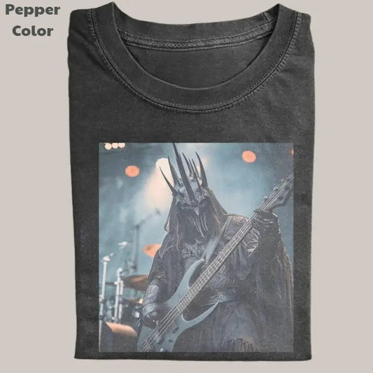 Lord of the Rings Vintage Tee, Sauron Playing Guitar T-Shirt, Meme Cringe Funny Dumb Shirts, Unisex Movie Shirt Menswear Womenswear Streetwear