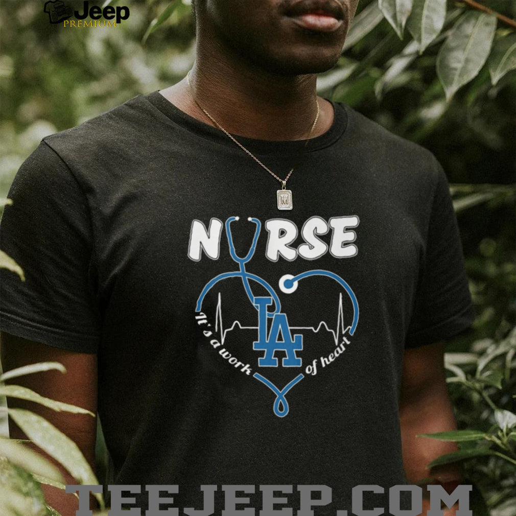 Los Angeles Baseball Nurse T Shirt Blue Stethoscope Heart Nursing Gift