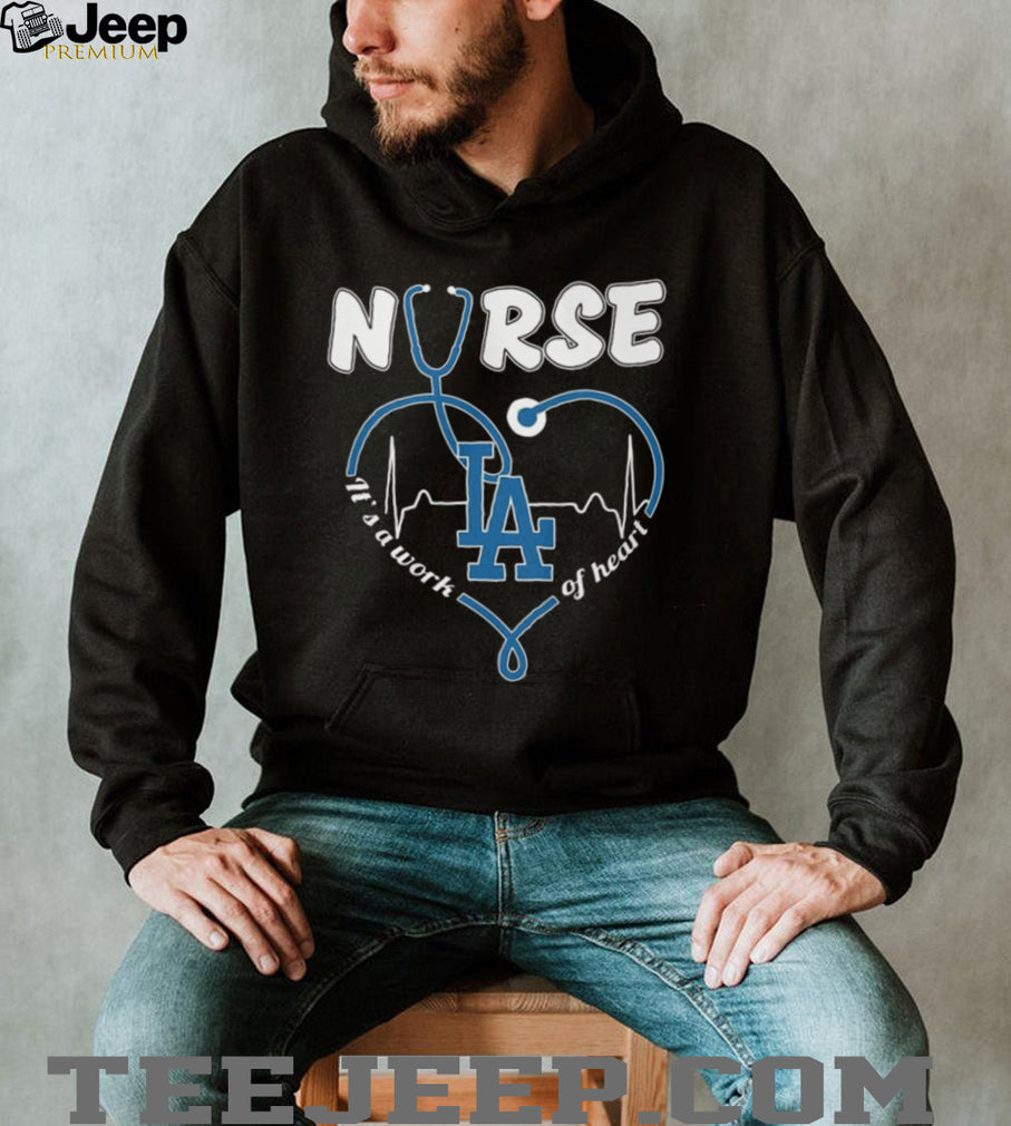 Los Angeles Baseball Nurse T Shirt Blue Stethoscope Heart Nursing Gift