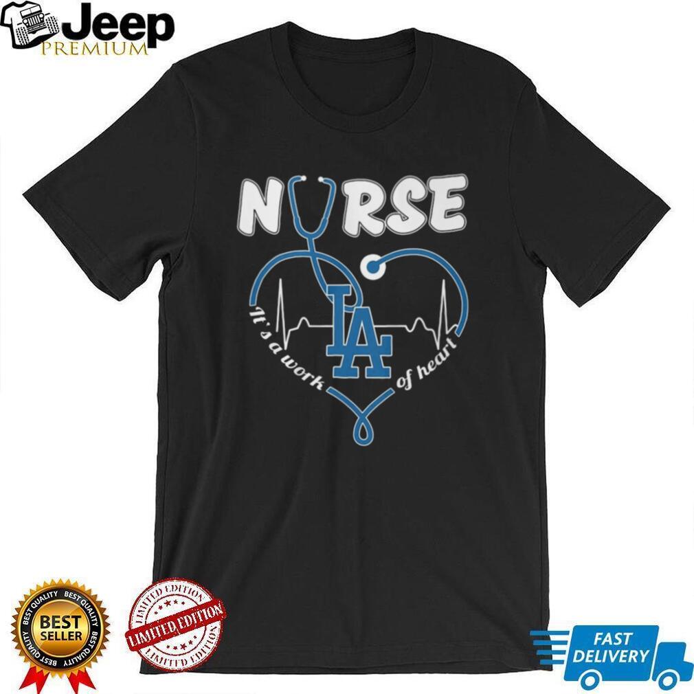 Los Angeles Baseball Nurse T Shirt Blue Stethoscope Heart Nursing Gift