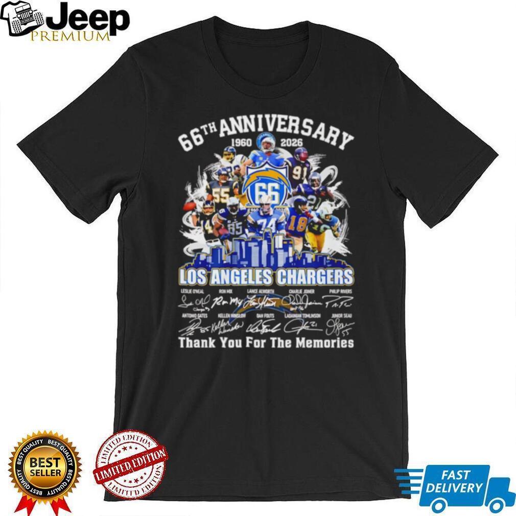 Los Angeles Chargers 66th Anniversary 1960 2026 Team Legends Signature T Shirt