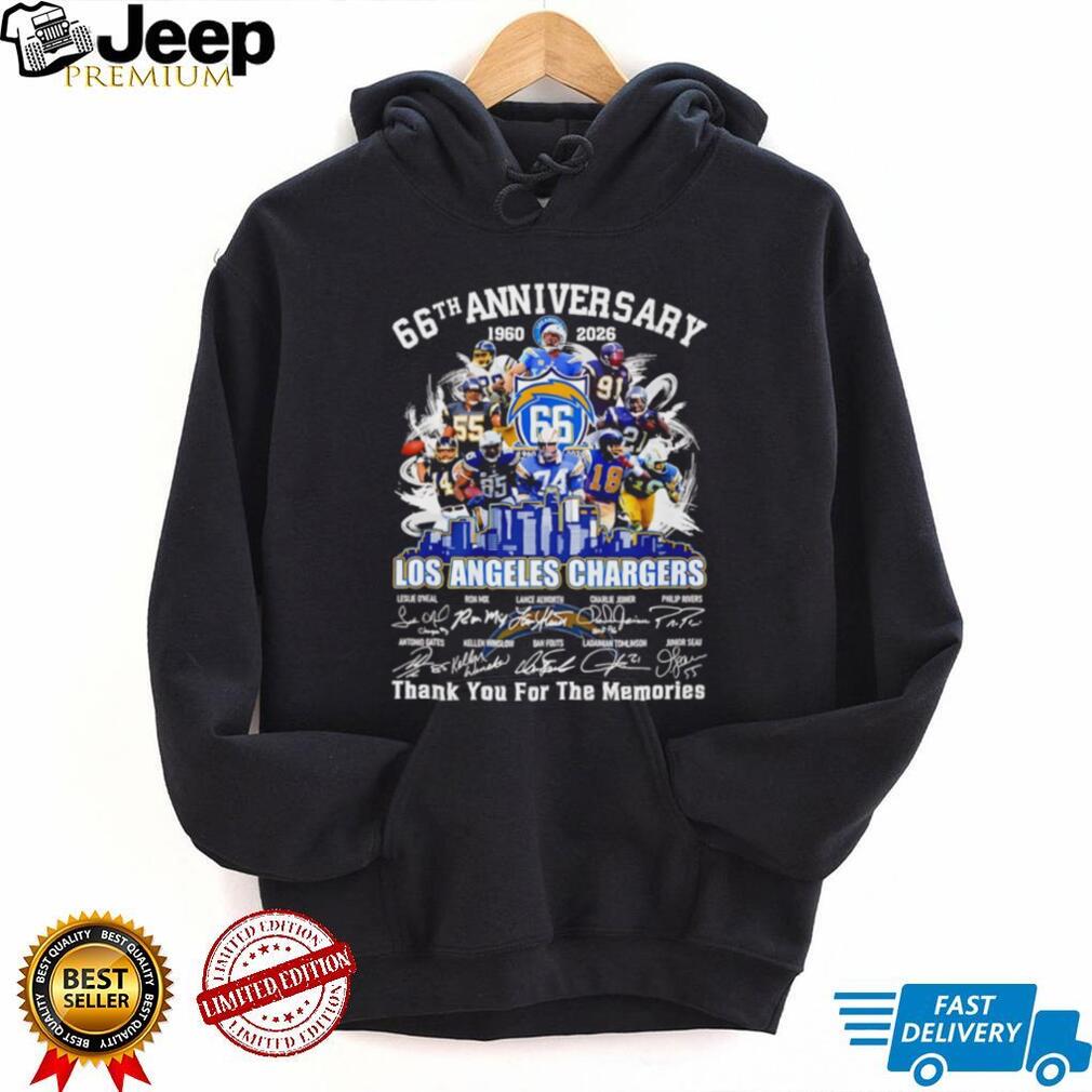 Los Angeles Chargers 66th Anniversary 1960 2026 Team Legends Signature T Shirt