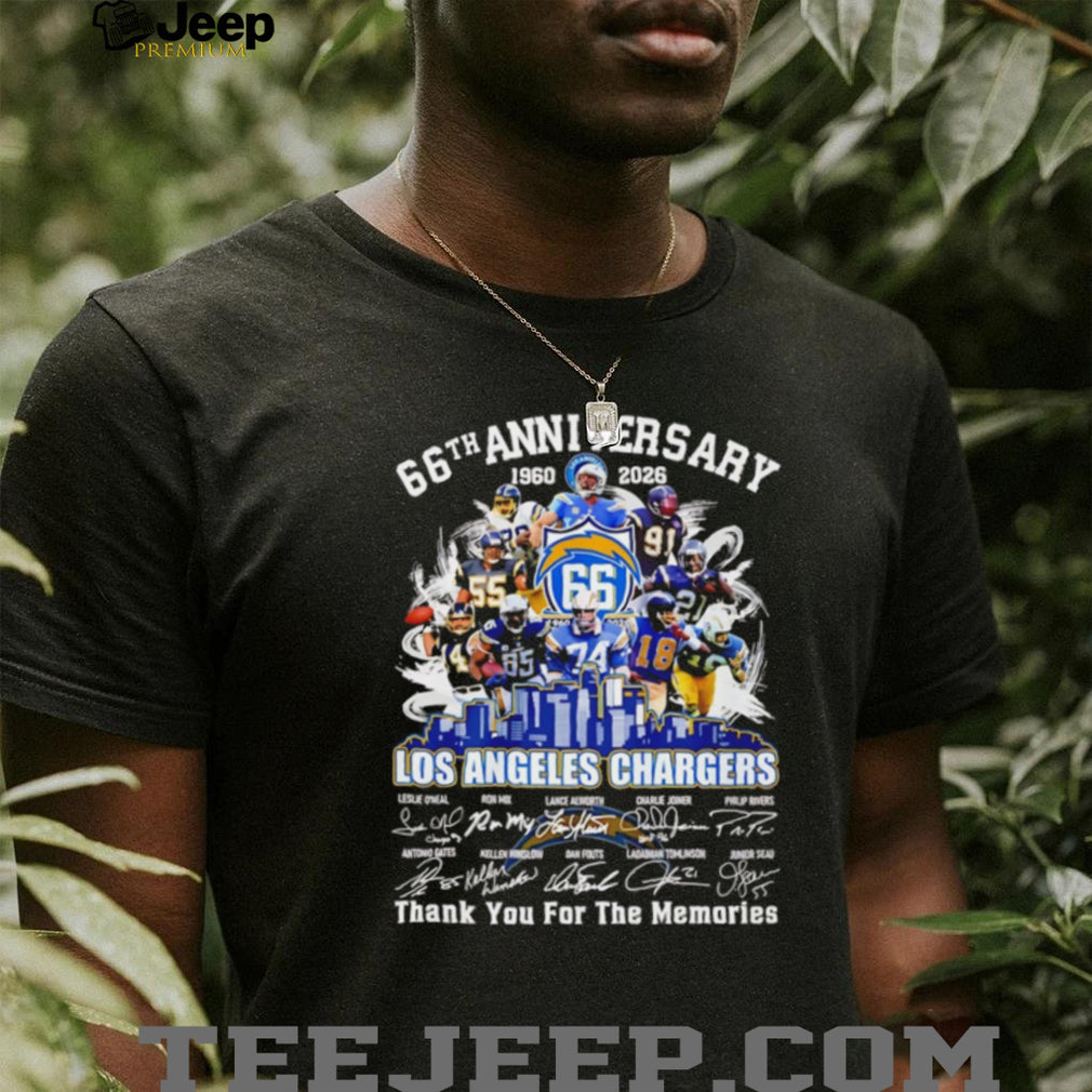 Los Angeles Chargers 66th Anniversary 1960 2026 Team Legends Signature T Shirt