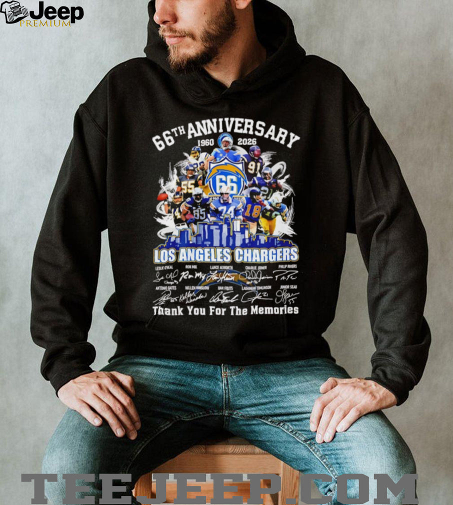 Los Angeles Chargers 66th Anniversary 1960 2026 Team Legends Signature T Shirt