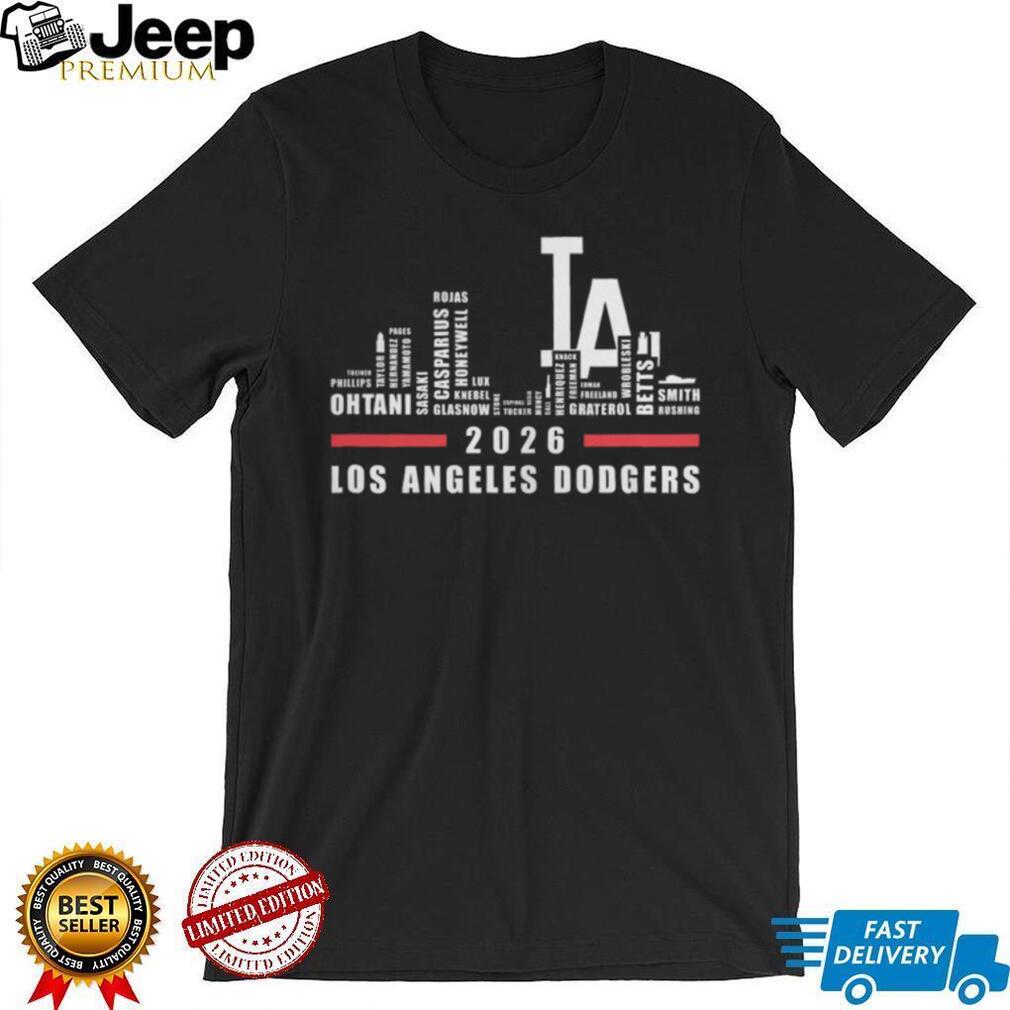 Los Angeles Dodgers 2026 Roster City Skyline T Shirt Ohtani & Team