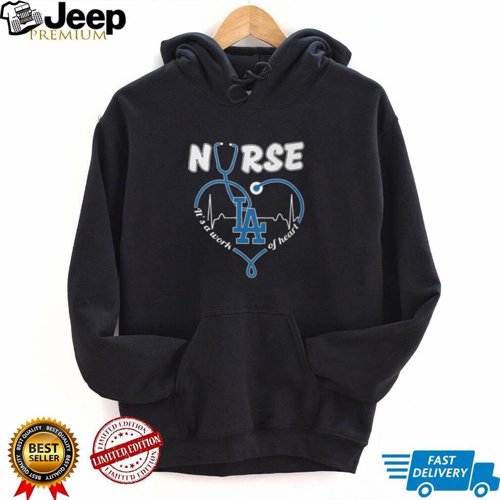 Los Angeles Dodgers Baseball Nurse Heart Stethoscope Blue Medical Professional T Shirt