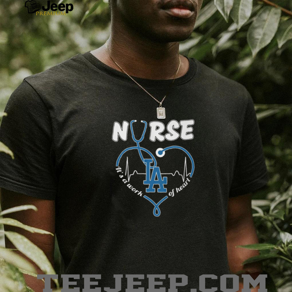 Los Angeles Dodgers Baseball Nurse Heart Stethoscope Blue Medical Professional T Shirt